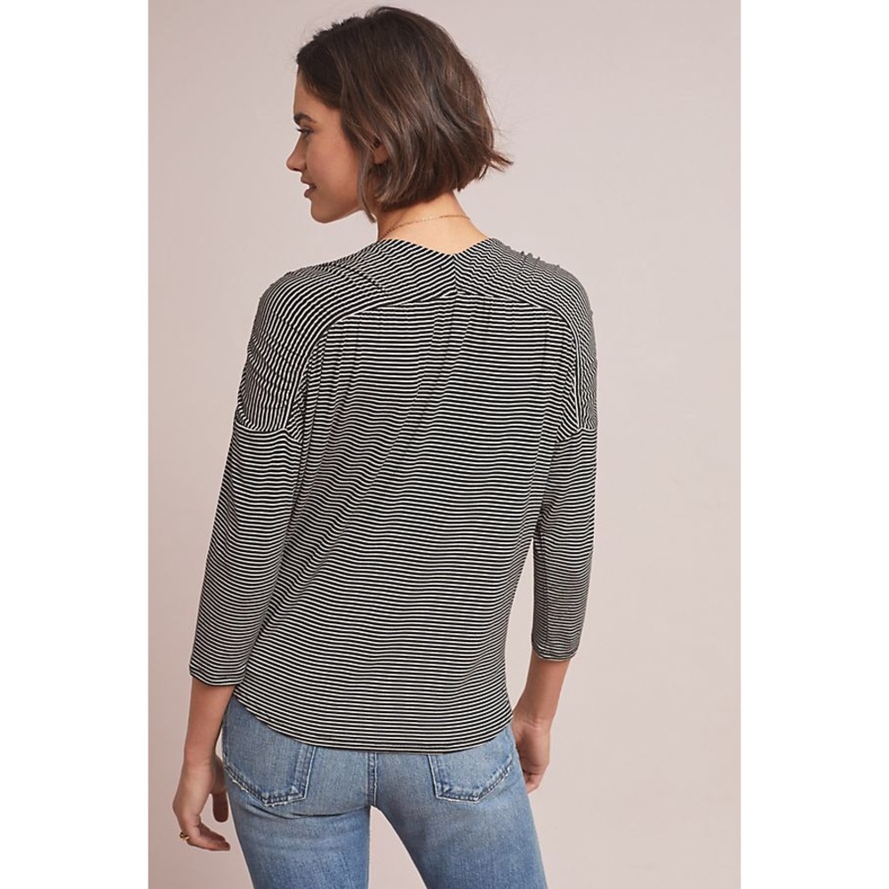 Anthropologie Bordeaux Hadley Tied Striped Top - Picture 3 of 6